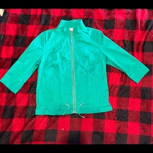 Zenergy by Chico's womens 3/4 sleeve zip up green jacket long size 0